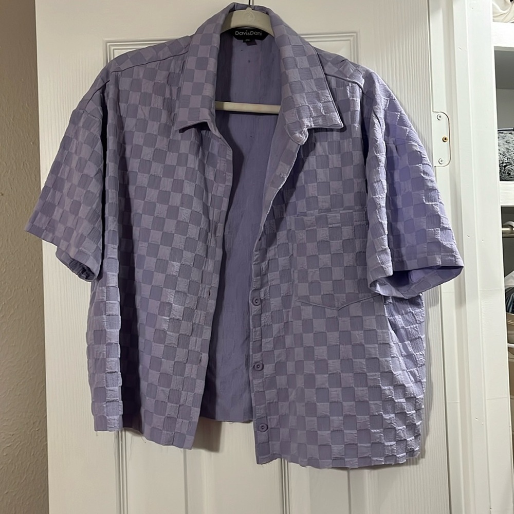 Cropped Checkered Button Down